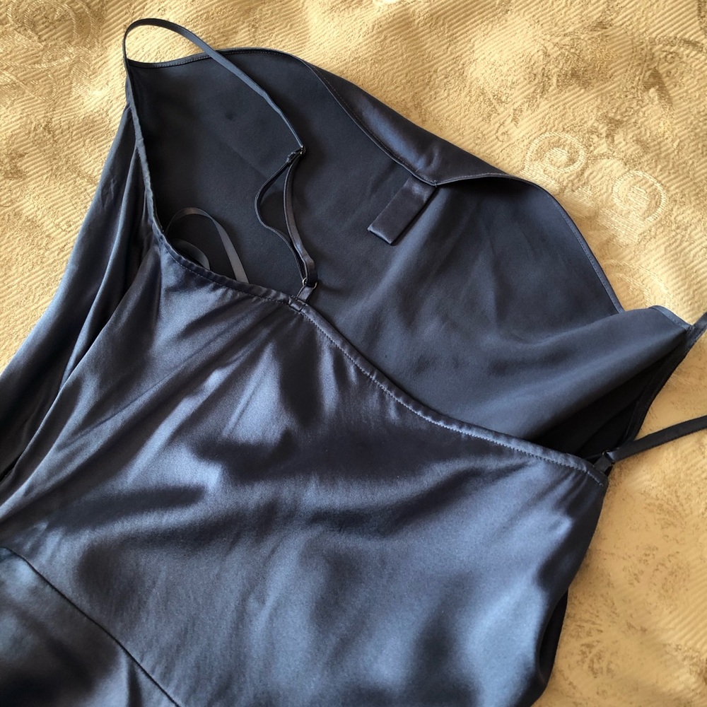 VERONICA BEARD Natasha Steel Blue Ruched Slip Dress - Picture 15 of 16